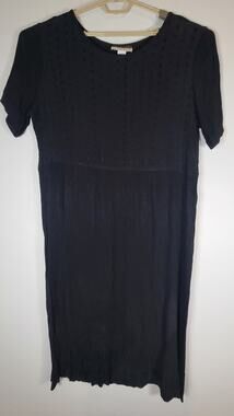 Vintage Maxi Dress 2X Black Eyelet Crepe Romantic Whimsigoth Grunge